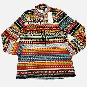 Emery Rose Geo/Aztec Pullover Sweatshirt Size Large NWT
